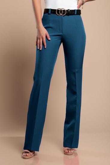 Κομψό μακρύ παντελόνι με ίσια μπατζάκια 4704PANTS, μπλε πετρόλ