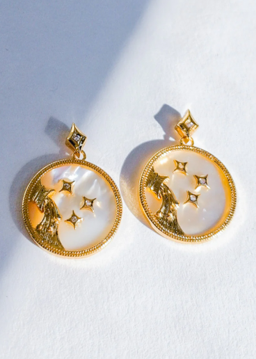 Στρογγυλά σκουλαρίκια ΥΔΡΟΧΟΟΣ, ART883, χρυσό χρώμα