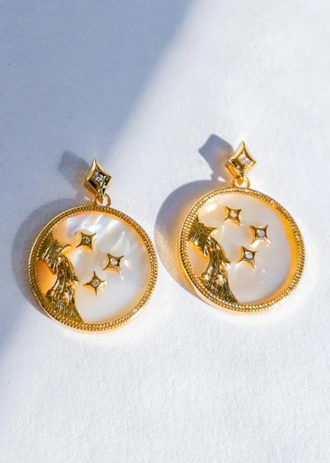 Στρογγυλά σκουλαρίκια ΥΔΡΟΧΟΟΣ, ART883, χρυσό χρώμα
