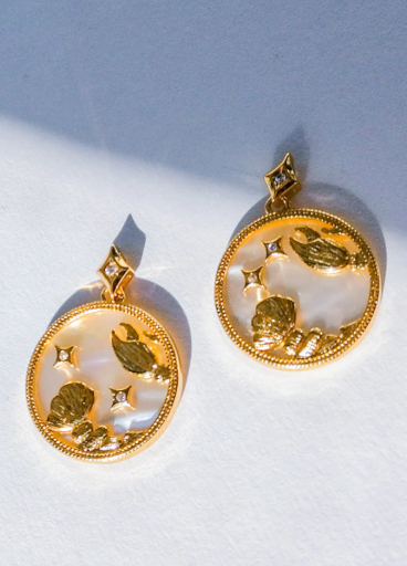 Στρογγυλά σκουλαρίκια, ΚΑΡΚΙΝΟΣ, ART882, χρυσό χρώμα