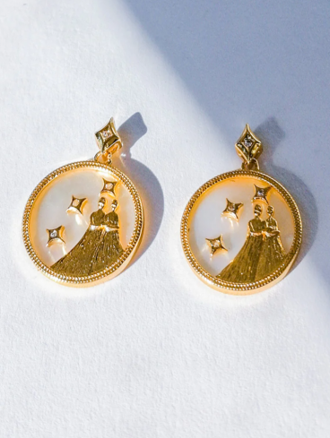 Στρογγυλά σκουλαρίκια GEMINI, ART876, χρυσό χρώμα