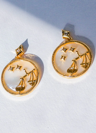 Στρογγυλά σκουλαρίκια, LIBRA, ART877,χρυσό χρώμα