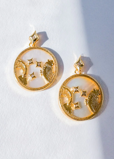 Στρογγυλά σκουλαρίκια ΙΧΘΥΣ, ART884, χρυσό χρώμα