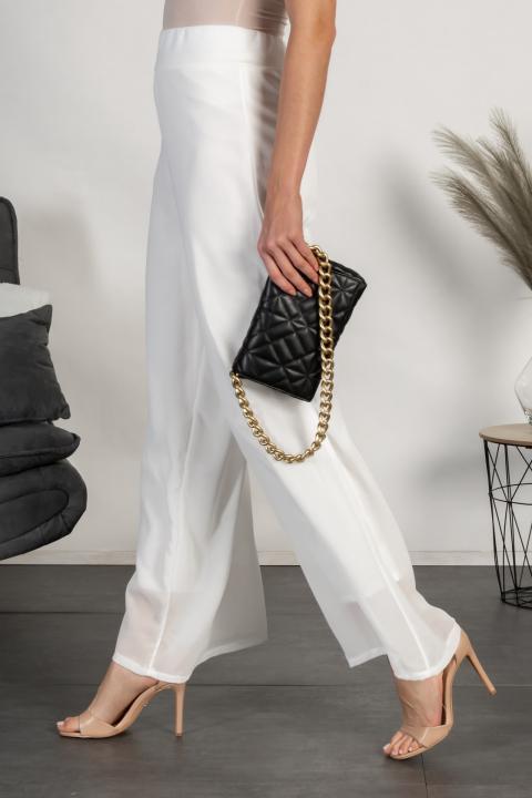 Κομψό μακρύ παντελόνι Veronna, λευκό