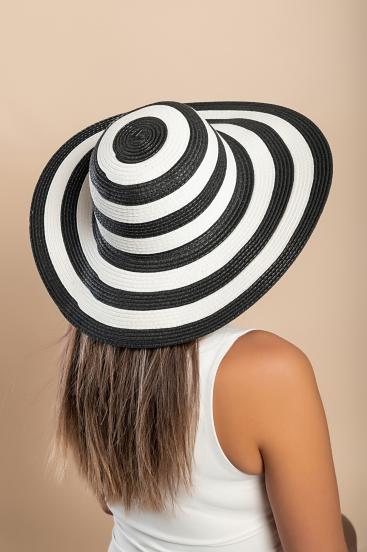 Καπέλο μόδας με ριγέ σχέδιο ART2058, μαύρο