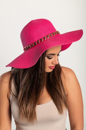Καπέλο μόδας με διακοσμητική αλυσίδα ART2056, ροζ