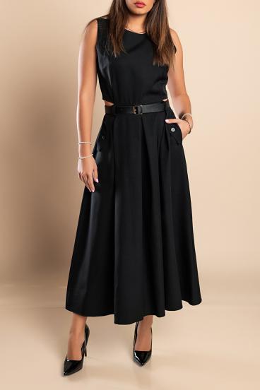 Μάξι φόρεμα με κοψίματα 31283, μαύρο