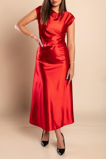 Μίντι φόρεμα από απομίμηση σατέν 31290, κόκκινο
