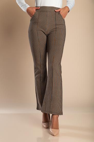 Παντελόνι μόδας με στάμπα FL8830 , καφέ