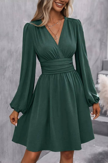 Μίντι φόρεμα με ελαστική μέση 19223, πράσινο