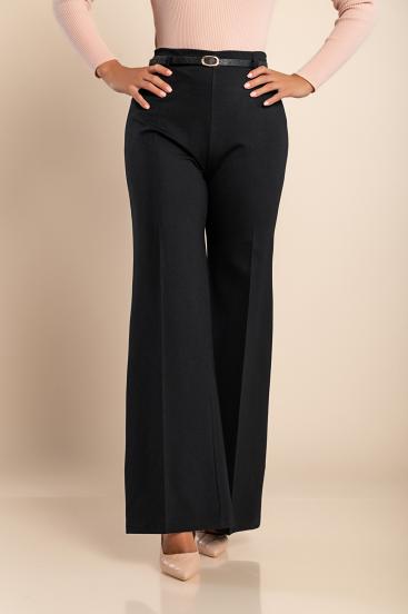 Κομψό μακρύ παντελόνι με ίσιο παντελόνι 20501, μαύρο