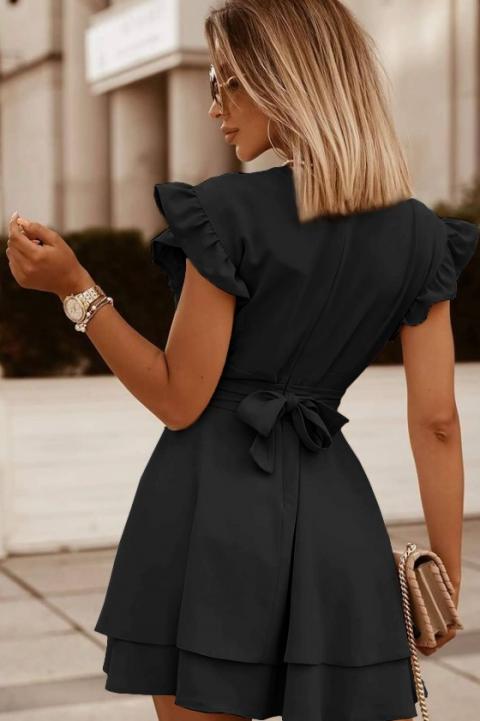 Κομψό μίνι φόρεμα με βολάν Favinna, μαύρο