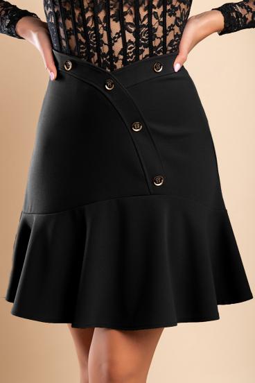 Μίνι φούστα με διακοσμητικά κουμπιά, μαύρη