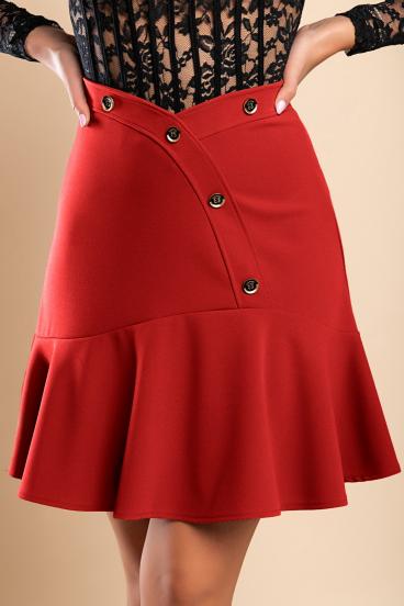 Μίνι φούστα με διακοσμητικά κουμπιά, κόκκινο