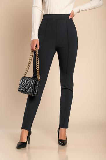 Κομψό παντελόνι με ελαστική μέση, μαύρο