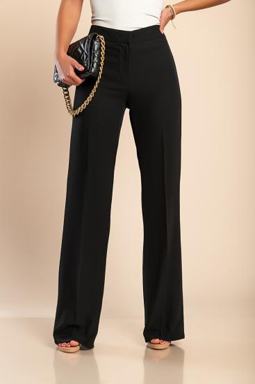 Κομψό μακρύ παντελόνι με ίσιο παντελόνι 31873, μαύρο