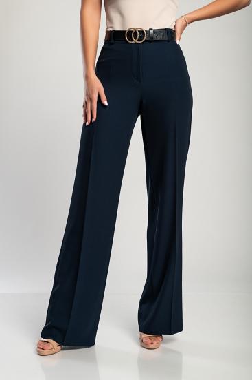Κομψό μακρύ παντελόνι με ίσιο παντελόνι 31873, σκούρο μπλε