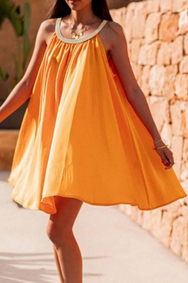 Φαρδύ μίνι φόρεμα 19868, πορτοκαλί