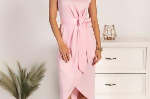 Κομψό μίντι φόρεμα Lavis, απαλό ροζ