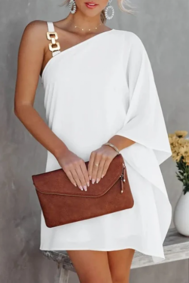 Κομψό μίνι φόρεμα 20371, λευκό
