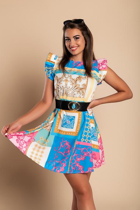 Φαρδύ μίνι αμάνικο φόρεμα Ciudad, πολύχρωμο