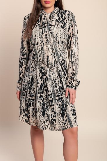 Φόρεμα με στάμπα plus size, μπεζ