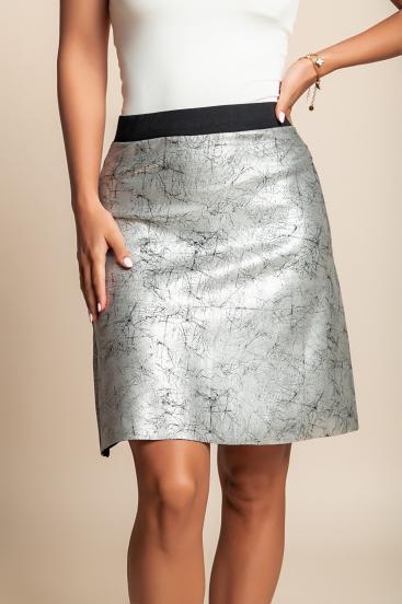 Μίνι φούστα plus size, ασημί