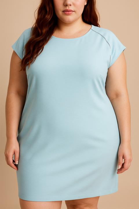 Φόρεμα χωρίς μανίκια plus size, ανοιχτό μπλε