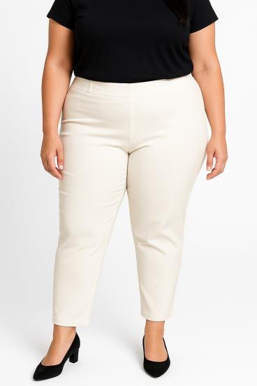 Παντελόνια plus size κομψά, κρεμ