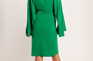 Κομψό μίνι φόρεμα με σκίσιμο Coccolia, πράσινο