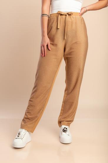 Μακρύ παντελόνι plus size, κάμελ