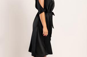 Κομψό μίντι φόρεμα Thiena με λαιμόκοψη , μαύρο