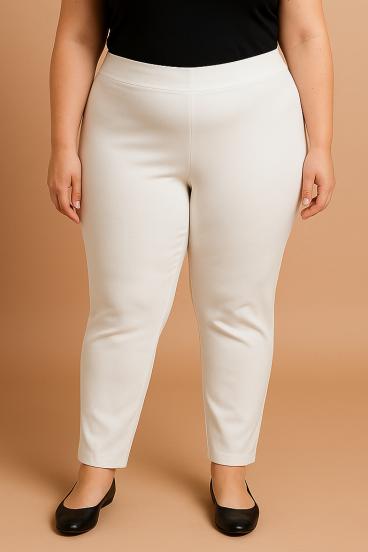 Παντελόνια plus size κομψά, κρεμ
