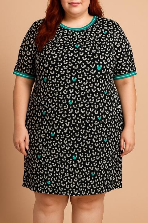 Φόρεμα plus size με στάμπα, μαύρο