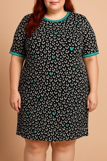 Φόρεμα plus size με στάμπα, μαύρο