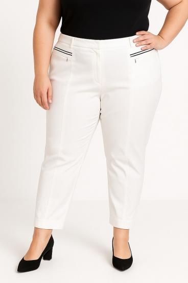 Κομψό παντελόνι plus size, λευκό