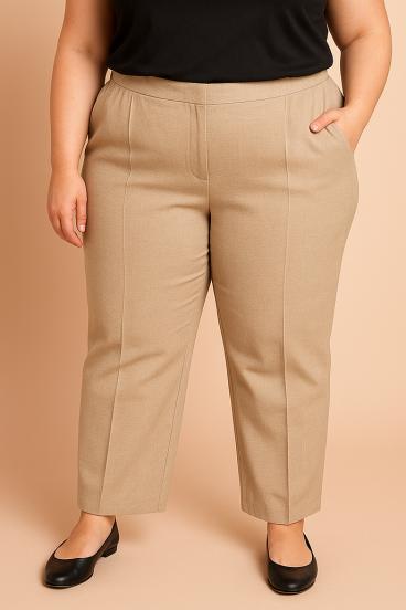 Παντελόνια plus size κομψά, μπεζ