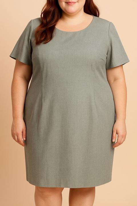 Φόρεμα plus size με κοντά μανίκια, γκρι
