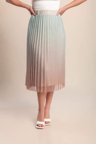 Φούστα μίντι με πτυχώσεις plus size, μέντα