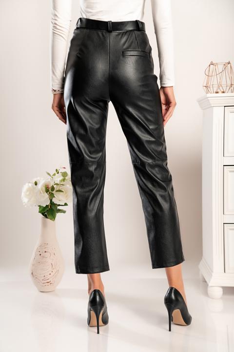 Κομψό παντελόνι από τεχνητό δέρμα Vinyola, μαύρο
