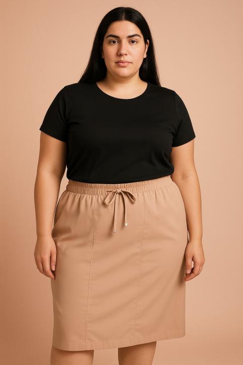 Φούστα plus size, μπεζ