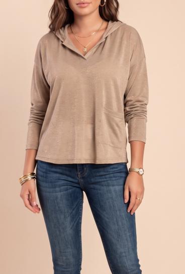 Plus size Τοπ με τσέπη, μπεζ
