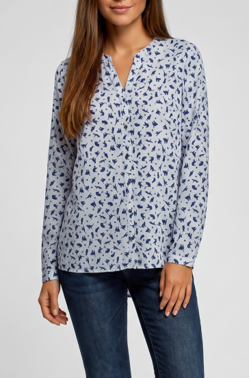 Μπλούζα με στάμπα plus size, ανοιχτό μπλε