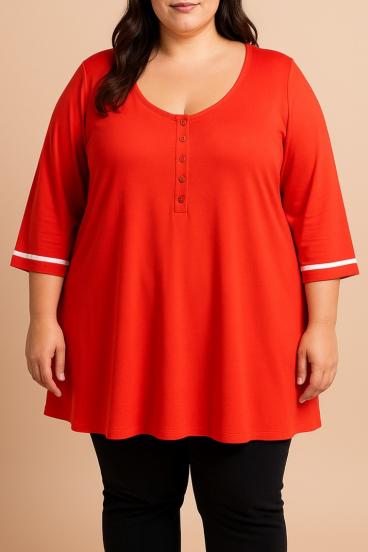 Μπλούζα plus size με κουμπιά, κόκκινη