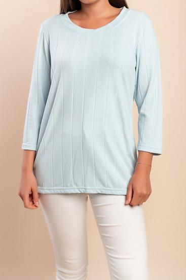 Μπλούζα plus size με μανίκια 3/4, ανοιχτό μπλε