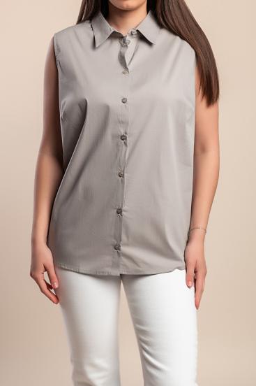 Αμάνικο πουκάμισο plus size, γκρι