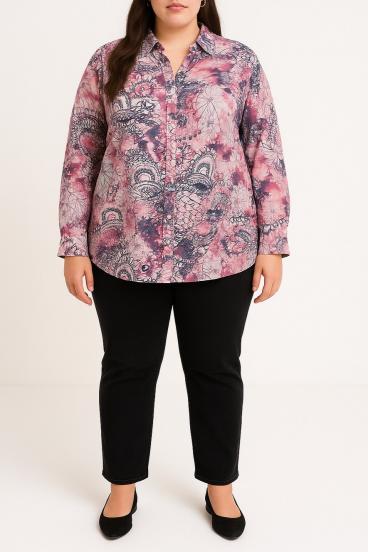 Μπλούζα με στάμπα plus size, ροζ