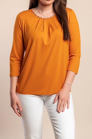 Μπλούζα με μανίκια 3/4 plus size, πορτοκαλί