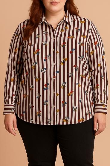 Μπλούζα plus size με στάμπα, μπορντό