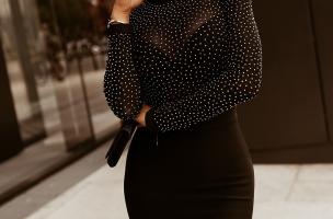 Κομψό μίνι φόρεμα Rhinestone Jenelle, μαύρο
